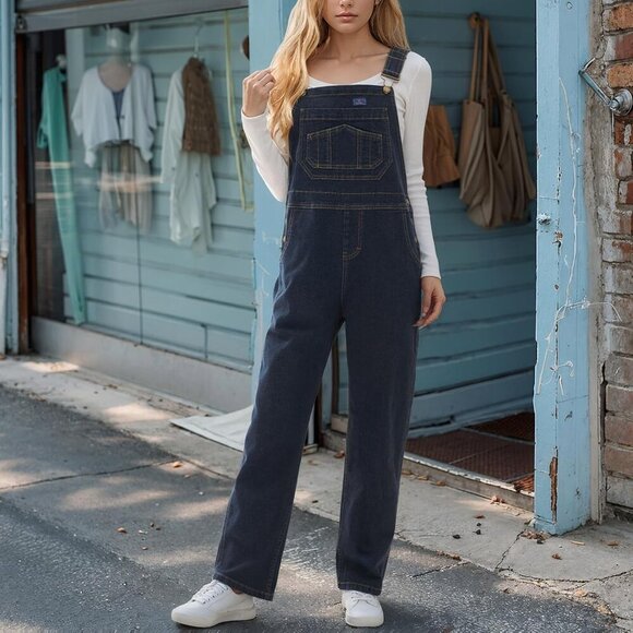 Stretchy Denim Overalls for Women, Womens Jean Bib Overall with Loose Fit, Ladie - Picture 5 of 5